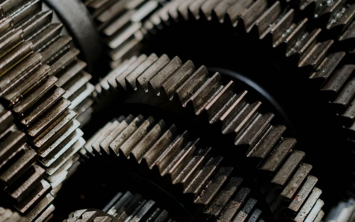 Close-up of the gears inside a gearbox